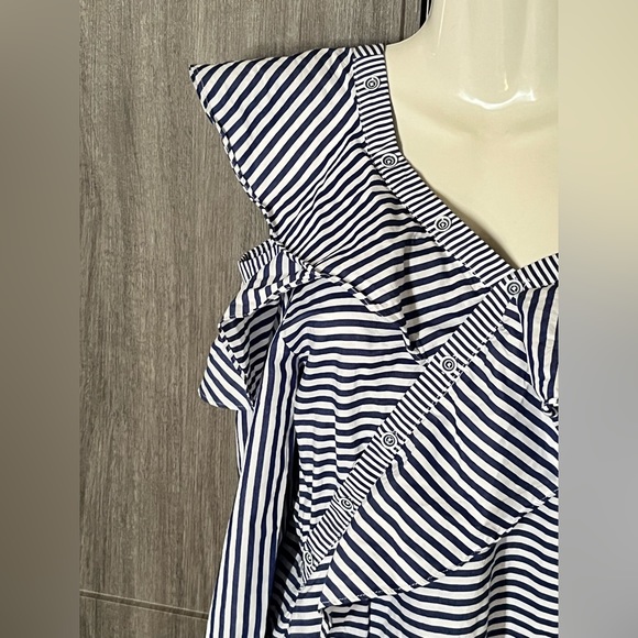 V Cristina Striped Asymmetric Frill Shirt - Picture 6 of 11